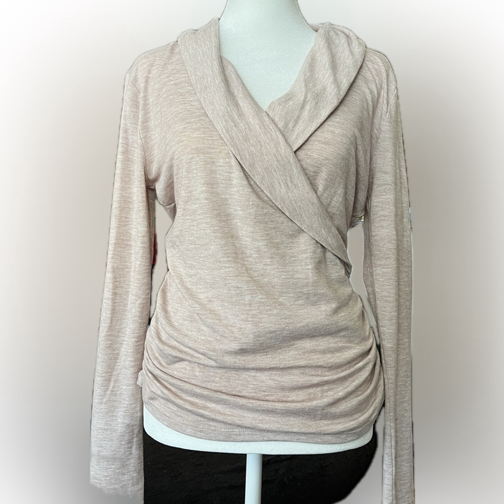 Ann Taylor Small Heathered Pink Faux Wrap shirt Small